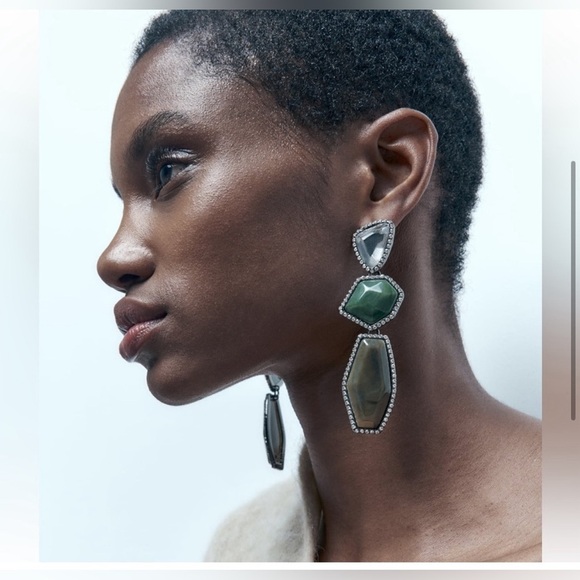 Zara Jewel stone earrings Beautiful & Elegant ✨✨🔥 NWT - Picture 2 of 12